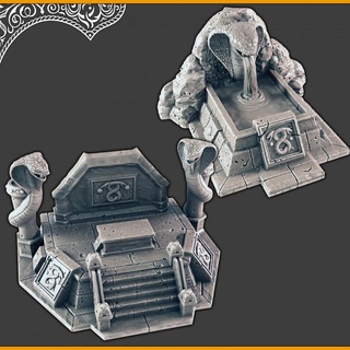 serpent altar fountain support-free evan carothers Store Tabletop 3D Printable Terrain Fantasy 3d print model - Mito3D