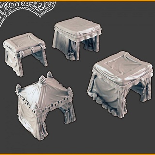 small tents support-free evan carothers Store Tabletop 3D Printable Terrain Fantasy desert tent 3d print model - Mito3D