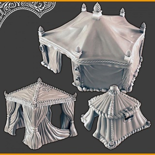 medium large tents support-free evan carothers Store Tabletop 3D Printable Terrain Fantasy tent baazar 3d print model - Mito3D