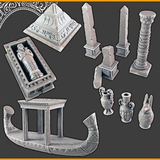 egyptian accessories support-free evan carothers Store Tabletop 3D Printable Terrain Fantasy desert egypt obelisk sarcophagus urns 3d print model - Mito3D