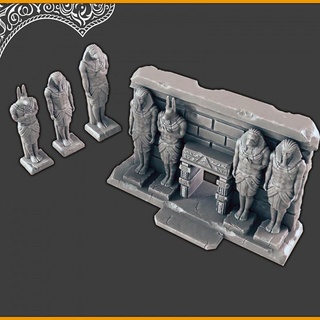 egiziano tempio facciata statue support free evan carothers tavolo 3D stampabile terreno fantasia osiride 3d print model - Mito3D