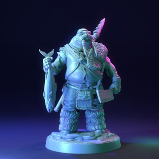 walrus man - presupported dragon trappers lodge Tabletop Characters & Creatures Fantasy Universe Store dungeons fighter fish hero spear winter character male happy north d&d dnd fisherman tusks scorching 3d print model - Mito3D