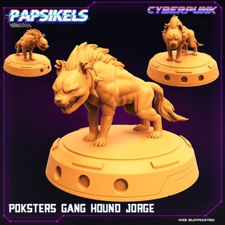 poksters gang hound jorge papsikels miniatures Tabletop Characters & Creatures Sci-Fi Universe Store cyberpunk hyena 3d print model - Mito3D