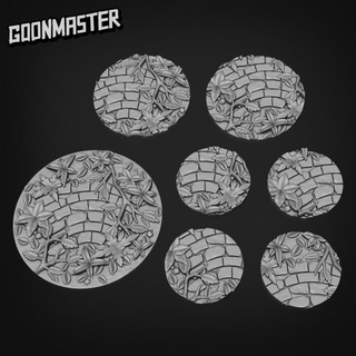 wild ruin bases - 25mm 35mm 50mm goon master Store Tabletop 3D Printable Terrain Fantasy bricks forest stone wargaming tabletop leafy 3d print model - Mito3D