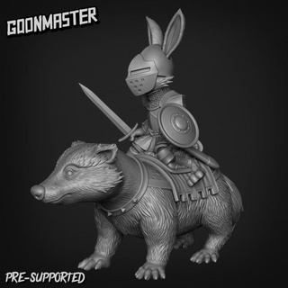 badgermount rabbit knight rider 1 goon master Tabletop Characters & Creatures Fantasy Universe Store mini mount soldier wargaming warrior tabletop bunny cavalry paladin dnd badger harengon 3d print model - Mito3D