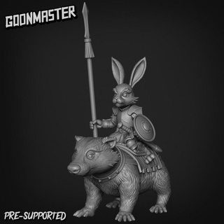 badgermount rabbit knight rider 2 goon master Tabletop Characters & Creatures Fantasy Universe Store mini mount soldier spear wargaming warrior tabletop bunny cavalry paladin dnd badger harengon 3d print model - Mito3D