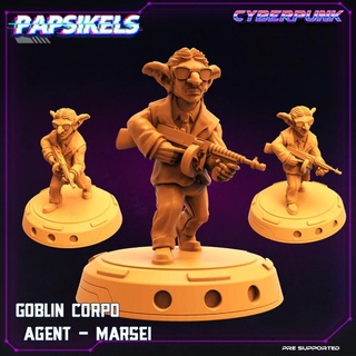 goblin corpo agente marsei papsikels miniaturas tampo mesa personagens criaturas Sci Fi universo loja Shadowrun gangue cyebrpunk gobline 3d print model - Mito3D