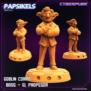 goblin corpo boss - el propesor papsikels miniatures Tabletop Characters & Creatures Sci-Fi Universe Store suit cyberpunk agent shadowrun 3d print model - Mito3D