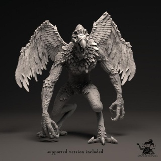 vrock 2 inch 50 mm base 2+ 54 height miniature 2moronic miniatures Tabletop Characters & Creatures Fantasy Universe Store demon board dragons dungeons fantasy game mini rpg tabletop d&d abyss pathfinder 5e pre-supported 3d print model - Mito3D