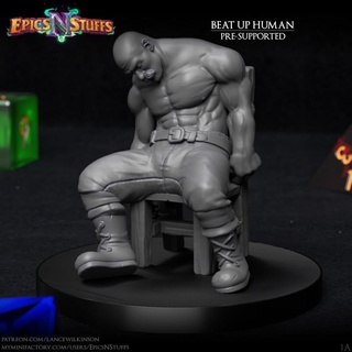beat human 1a miniature - pre-supported epics n stuffs Store dragons dungeons fighter mini rpg warrior 3dprinting boardgame tabletop dnd pathfinder ttrpg 5e supported 3d print model - Mito3D