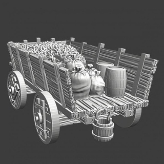 medieval supply wagon hay grains northern crusades miniatures Tabletop Characters & Creatures Historical Universe Vehicles Machines Store accessories model vehicle wargaming grain miniature warfare cart toysoldier 28mm scenery barrels goods logistics 3d print model - Mito3D