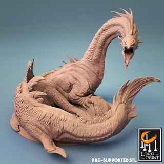 eel hydra drake lord print Tabletop Characters & Creatures Fantasy Universe fish great tide lotp 3d print model - Mito3D