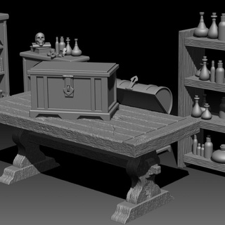 castel library assets postmortemnihiliest Tabletop 3D Printable Terrain Fantasy furnitures bibliotheque cors meubles 3d print model - Mito3D