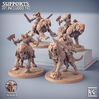 Smilodon akıncılar 4 modüler birimleri ejderha tepesi barbarlar esnaf lonca mağaza ejderhalar Zindanlar fantezi mini binmek rpg minyatür masaüstü destekler savaş oyunu dnd canavarlar ttrpg önceden desteklenen destekli 3d print model - Mito3D