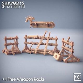 weapons loot & racks dragonpeak barbarians artisan guild Store dragons dungeons fantasy mini rpg sword miniature armory tabletop wargame dnd ttrpg axes presupported 3d print model - Mito3D