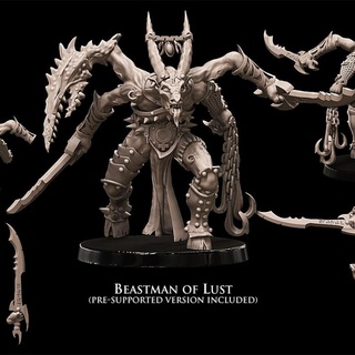 beastman lord lust avatars war Tabletop Characters & Creatures Fantasy Universe Store beast dragons dungeons mini old rpg school warhammer miniature age arena supports wargame dnd 9th beastmen aos beasts ttrpg kow presupported pre-supported supported ninth deathmatch aow avatarsofwar beastlord 3d print model - Mito3D