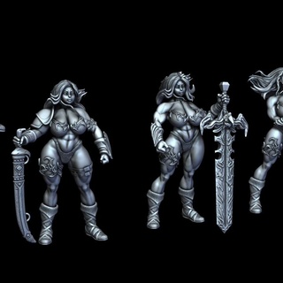 barbare femme 5 pose gekko miniature table personnages créatures fantaisie univers boutique personnage 3d print model - Mito3D