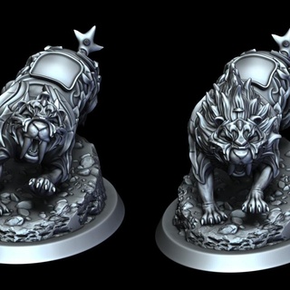 big cat armored gekko miniature Tabletop Characters & Creatures Fantasy Universe Store armor fantasy tiger tabletop 3d print model - Mito3D