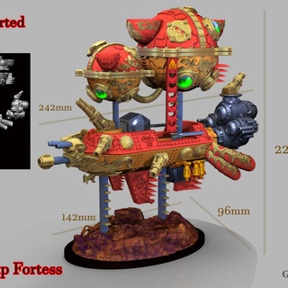 flying ship fortress gekko miniature Tabletop Characters & Creatures Sci-Fi Universe Vehicles Machines Store fantasy tabletop 3d print model - Mito3D