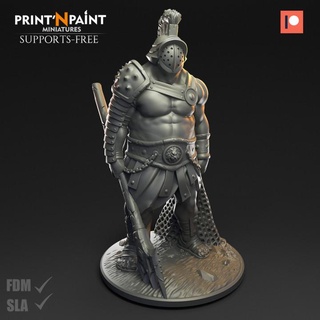 human gladiator leonardo escovar Tabletop Characters & Creatures Fantasy Universe Store dragons dungeons fighter hero rome warrior supportless age dungeon wonder dnd 9th pathfinder sigmar printnpaint 3d print model - Mito3D