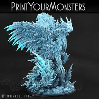 hoarfrost dragon printyourmonsters Tabletop Characters & Creatures Fantasy Universe print game monster rpg warhammer ice resin monsters tabletop patreon d&d dnd emmanuel pathfinder 4k frost tribe hoar lepas presupported supported 8k 16k 6k 3d print model - Mito3D