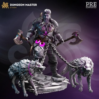 goliath wolf master - wajoski dm-stash barbarian beast viking hunter ranger dire direwolf dnd tamer beastmaster 5e direwolves 3d print model - Mito3D