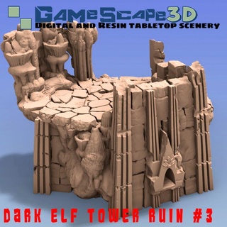 dark elf tower ruin 3 gamescape3d Store Tabletop 3D Printable Terrain Fantasy darkelf dungeon underdark drow cavern 3d print model - Mito3D