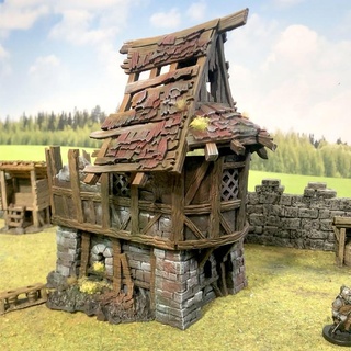timber frame ruin 2 roof variations gamescape3d Tabletop 3D Printable Terrain Fantasy battlefield house town damaged timberframe mordenhiem 3d print model - Mito3D