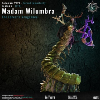 Madame wilumbra Fleshcraft studio table personnages créatures fantaisie univers boutique sorcière écorce immortalité hexadécimal Pattes druide maudit 3d print model - Mito3D