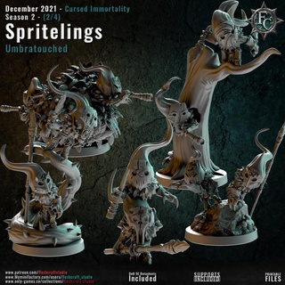 ombragée spritelings Fleshcraft studio table personnages créatures fantaisie univers boutique arbre immortalité maudit dryade vaudou feux follets 3d print model - Mito3D