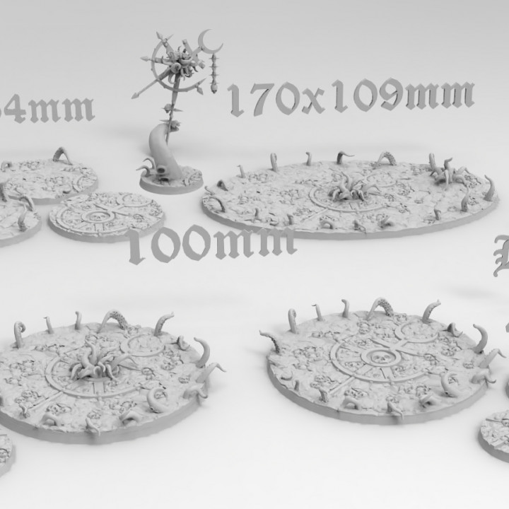 tentacoli badassbases negozio tavolo 3D stampabile terreno fantasia demone 40k base tentacolo caos wh40k basi demoni slannesh 3D print model - Mito3D