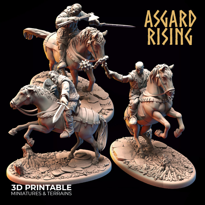 bandit bandits parias coureurs modulaire pre supported Asgard hausse miniatures 3d imprimable stl fantaisie loisir ovale rpg miniature résine base aimants cavalerie 32mm jeux table fentes bande guerre chitubox rpggames 75x42mm asgardrais fantasmes 3D print model - Mito3D