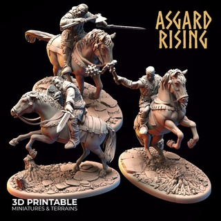 bandit bandits outcasts - riders modular pre-supported asgard rising miniatures 3d printable stl fantasy hobby oval rpg miniature resin base magnets cavalry 32mm tabletopgames slots warband chitubox rpggames 75x42mm asgardrising fantasygames 3d print model - Mito3D
