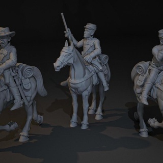 high noon wild west cavalry pack stormforge minis Tabletop Characters & Creatures Historical Universe Store rpg soldier wargaming horse miniature tabletop rider cowboy wildwest highnoon 3d print model - Mito3D
