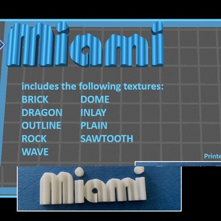 Miami wahr 3d Schriftart Jason Zuhause Haus Garten Haushaltswaren Ornamente Geschäft Text Brief Name Alphabet Textur Etikette 3d print model - Mito3D
