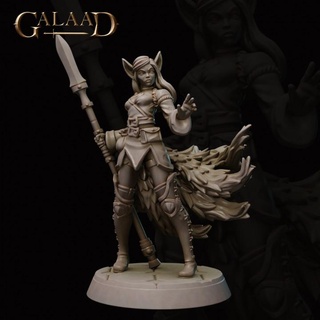 kitsune fighter - knight december 2021 release galaad miniatures dragon fantasy female fox girl roleplay spear woman tabletop dungeon tail dnd tribes kistune 3d print model - Mito3D
