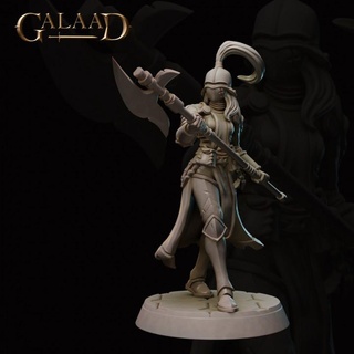knight 05 - december release galaad miniatures armor dragon fantasy female guard roleplay spear warrior woman tabletop dungeon dnd tribes 3d print model - Mito3D