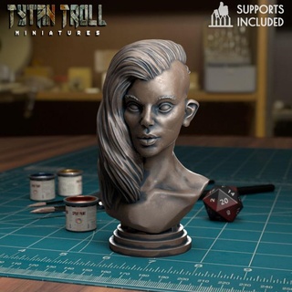 yan saç kız pre supported Tytantroll minyatürler mağaza fantezi ölçek minis dnd 32mm önceden desteklenen 3d print model - Mito3D