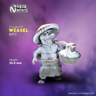 pre-supported weasel folk npc naga minis Tabletop Characters & Creatures Fantasy Universe Store miniatures miniature dungeonsanddragons tabletop villager d&d weaselfolk 3d print model - Mito3D