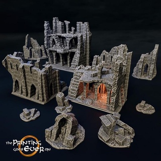 medieval ruins set - supportless printing goes ever building environment fantasy fdm filament mini modular nature rpg terrain wargaming warhammer miniature lotr tabletop 28mm dnd frostgrave skirmish scatter 5e presupported pre-supported statblock 3d print model - Mito3D