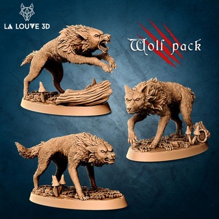 wofl pack la louve 3d Tabletop Characters & Creatures Fantasy Universe Store animal forest miniatures monster rpg wolf minis creatures wolves dnd tabletopgames 3d print model - Mito3D