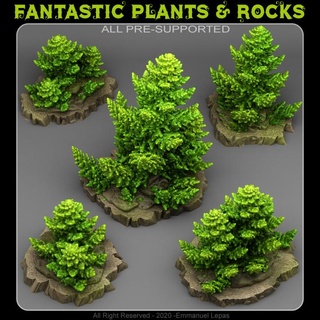 antiguo pinos fantástico plantas rocas Tienda mesa 3D imprimible terreno fantasía emmanuel tribu Déjalo soportado 3d print model - Mito3D