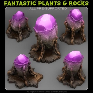 oscuro cristales fantástico plantas rocas Tienda mesa 3D imprimible terreno fantasía Sci Fi emmanuel tribu Déjalo soportado 3d print model - Mito3D