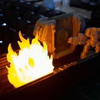 led flame effect token spacehulk & tabletop palmthreedee Tabletop accessories space hulk fire transparent cr2032 flamer 3d print model - Mito3D