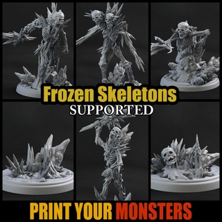6 congeladas esqueletos printyourmonsters loja tampo mesa 3D imprimível terreno fantasia impressão jogos monstro rpg esqueleto gelo monstros patreon emmanuel geada Solte 3d print model - Mito3D