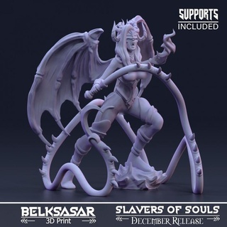 soul eater variant 2 belksasar 3dprint Tabletop Characters & Creatures Fantasy Universe demon armor board detailed fantasy female girl wings woman fire magic mage horns boardgames patreon souls dnd tusk slaver 3d print model - Mito3D