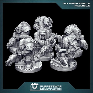 orc heavy gunners puppetswar miniatures Tabletop Characters & Creatures Sci-Fi Universe wargaming tabletop orcs orks pupperswar 3d print model - Mito3D