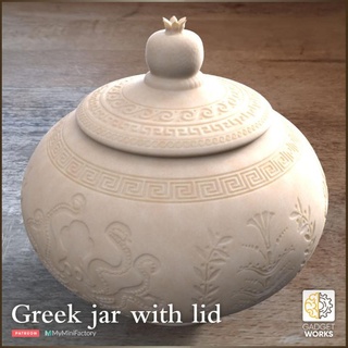 greek 'ceramic' pot lid gadgetworks Home & Garden Homeware Vases, pots and planters Storage boxes Store box container dice greece storage vase octopus relief trinket 3d print model - Mito3D