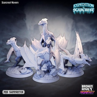 expédition scarest Wyverns pack cassé enclume miniatures table personnages créatures fantaisie univers boutique dragon hiver monstres dnd île Wyvern jeux montagnes ttrpg 3d print model - Mito3D