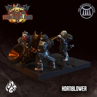 dwarf hornblower crippled god foundry Tabletop Characters & Creatures Fantasy Universe Store armor fantasy rpg warhammer warrior wargame patreon dnd dwarves regiment cgf stoneheart 3d print model - Mito3D